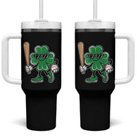 Lucky Baseball Shamrock Tumbler With Handle St Patrick's Day T-Ball Sport Lover Gift