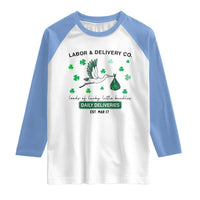 St Patrick's Day Lucky L&D Nurse Raglan Shirt Labor And Delivery Shamrock