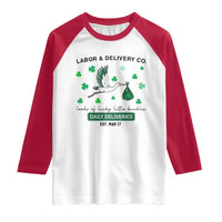St Patrick's Day Lucky L&D Nurse Raglan Shirt Labor And Delivery Shamrock