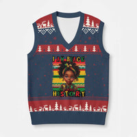 I Am Black History V-Neck Knit Sweater Vest Month Black Melanin Kids Girls - Wonder Print Shop