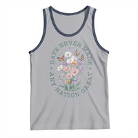 Hate Never Made Any Nation Great Tank Top Botanical Floral Butterflies Retro