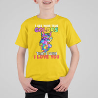 Autism Awareness Acceptance I See Your True Colors Cute Cat Kid T-Shirt - Wonder Print Shop