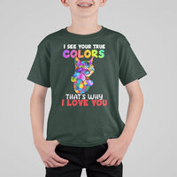 Autism Awareness Acceptance I See Your True Colors Cute Cat Kid T-Shirt - Wonder Print Shop
