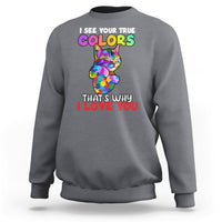 Autism Awareness Acceptance I See Your True Colors Cute Cat Sweatshirt - Wonder Print Shop