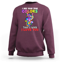 Autism Awareness Acceptance I See Your True Colors Cute Cat Sweatshirt - Wonder Print Shop