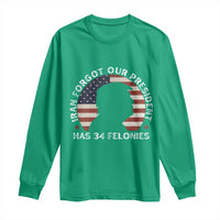 Iran Forgot Our President Has 34 Felonies Long Sleeve Shirt Funny Political Satire Patriotic