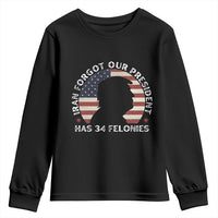 Iran Forgot Our President Has 34 Felonies Youth Sweatshirt Funny Political Satire Patriotic