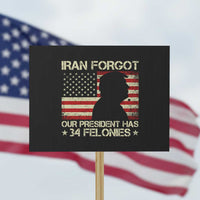 Iran Forgot Our President Has 34 Felonies Protest Sign Funny Political Satire Patriotic Flag