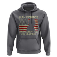 Iran Forgot Our President Has 34 Felonies Hoodie Funny Political Satire Patriotic Flag