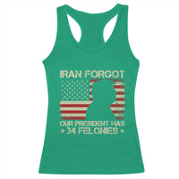 Iran Forgot Our President Has 34 Felonies Racerback Tank Top Funny Political Satire Patriotic Flag