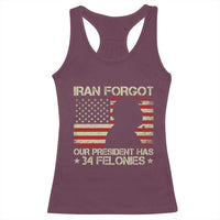 Iran Forgot Our President Has 34 Felonies Racerback Tank Top Funny Political Satire Patriotic Flag