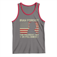 Iran Forgot Our President Has 34 Felonies Tank Top Funny Political Satire Patriotic Flag