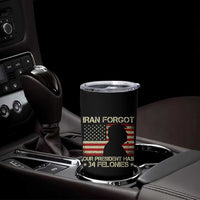 Iran Forgot Our President Has 34 Felonies Tumbler Cup Funny Political Satire Patriotic Flag