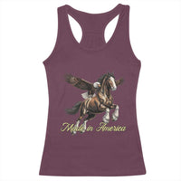 Made in America Patriotic Eagle and Horse Racerback Tank Top Strong American Pride Western Style