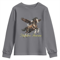 Made in America Patriotic Eagle and Horse Youth Sweatshirt Strong American Pride Western Style
