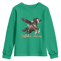 Made in America Patriotic Eagle and Horse Youth Sweatshirt Strong American Pride Western Style