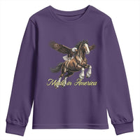 Made in America Patriotic Eagle and Horse Youth Sweatshirt Strong American Pride Western Style