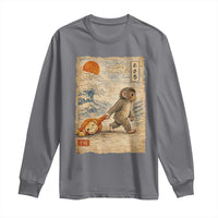Baby Punch the Monkey Japanese Style Graphic Long Sleeve Shirt Dragging Plush Toy Vintage Art Gift