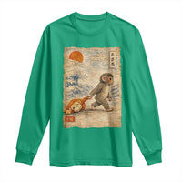 Baby Punch the Monkey Japanese Style Graphic Long Sleeve Shirt Dragging Plush Toy Vintage Art Gift