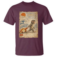 Baby Punch the Monkey Japanese Style Graphic T Shirt Dragging Plush Toy Vintage Art Gift