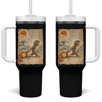 Baby Punch the Monkey Japanese Style Graphic Tumbler With Handle Dragging Plush Toy Vintage Art Gift