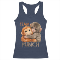 Team Punch Viral Baby Monkey Racerback Tank Top Cute Monkey Hugging Plush Toy Internet Trend Gift