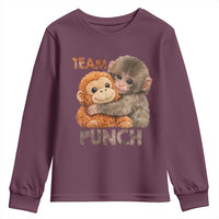 Team Punch Viral Baby Monkey Youth Sweatshirt Cute Monkey Hugging Plush Toy Internet Trend Gift