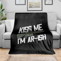 Kiss Me Im ARish Funny St Patricks Day Throw Blanket Tactical Irish Humor for Gun Enthusiasts