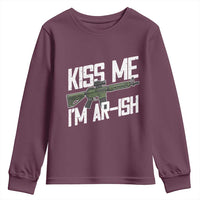 Kiss Me Im ARish Funny St Patricks Day Youth Sweatshirt Tactical Irish Humor for Gun Enthusiasts