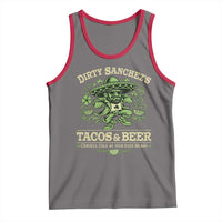 Dirty Sanchezs Tacos and Beer Funny Fiesta Tank Top Cerveza Cold as Your Exes Heart Mexican Party Humor