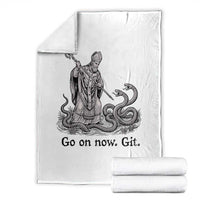 Go On Now Git Funny Saint Patrick Banishing Snakes Throw Blanket Irish History Humor St Patricks Day