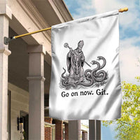 Go On Now Git Funny Saint Patrick Banishing Snakes Garden Flag Irish History Humor St Patricks Day