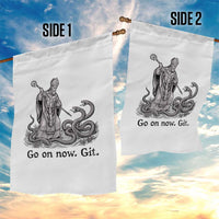 Go On Now Git Funny Saint Patrick Banishing Snakes Garden Flag Irish History Humor St Patricks Day