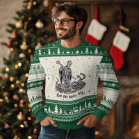 Go On Now Git Funny Saint Patrick Banishing Snakes Ugly Christmas Sweater Irish History Humor St Patricks Day