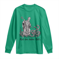 Go On Now Git Funny Saint Patrick Banishing Snakes Long Sleeve Shirt Irish History Humor St Patricks Day
