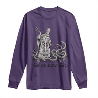 Go On Now Git Funny Saint Patrick Banishing Snakes Long Sleeve Shirt Irish History Humor St Patricks Day