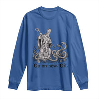 Go On Now Git Funny Saint Patrick Banishing Snakes Long Sleeve Shirt Irish History Humor St Patricks Day