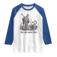 Go On Now Git Funny Saint Patrick Banishing Snakes Raglan Shirt Irish History Humor St Patricks Day