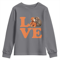 Love Punch the Baby Monkey Youth Sweatshirt Cute Hugging Plush Toy Viral Friendship