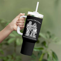 Funny Catholic Faith Humor Tumbler With Handle Hail Mary Full of Grace Punch the Devil in the Face