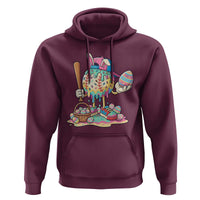 Funny Baseball Easter Bunny Graphic Hoodie Colorful Drip Egg Hunt Sports Mashup