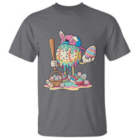 Funny Baseball Easter Bunny Graphic T Shirt Colorful Drip Egg Hunt Sports Mashup