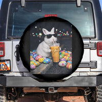 Cool Easter Bunny Drinking Iced Coffee Graphic Spare Tire Cover Funny Sunglasses Rabbit Spring Aesthetic