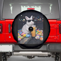 Cool Easter Bunny Drinking Iced Coffee Graphic Spare Tire Cover Funny Sunglasses Rabbit Spring Aesthetic
