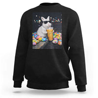 Cool Easter Bunny Drinking Iced Coffee Graphic Sweatshirt Funny Sunglasses Rabbit Spring Aesthetic