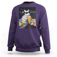 Cool Easter Bunny Drinking Iced Coffee Graphic Sweatshirt Funny Sunglasses Rabbit Spring Aesthetic