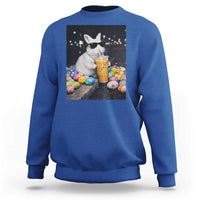 Cool Easter Bunny Drinking Iced Coffee Graphic Sweatshirt Funny Sunglasses Rabbit Spring Aesthetic