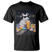 Cool Easter Bunny Drinking Iced Coffee Graphic T Shirt Funny Sunglasses Rabbit Spring Aesthetic
