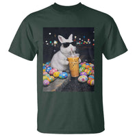 Cool Easter Bunny Drinking Iced Coffee Graphic T Shirt Funny Sunglasses Rabbit Spring Aesthetic