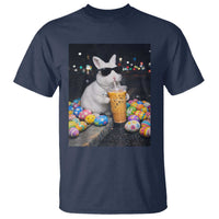 Cool Easter Bunny Drinking Iced Coffee Graphic T Shirt Funny Sunglasses Rabbit Spring Aesthetic